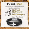 To My Son Pray Through It Leather Cross Bracelet